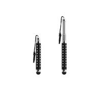 Avizar Stylet rétractable pour écran tactile – noir avec strass – attache jack 3,5 mm