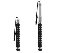Avizar Stylet rétractable pour écran tactile – noir avec strass – attache jack 3,5 mm