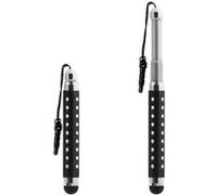 Stylet Retractable Noir avec Strass pour écran Tactile - Attache Jack 3.5 mm
