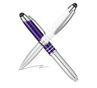 Stylet Stylo à Bille Lumineux Tactile Capacitif Lot de Deux Présent Rentrée | LED Intégré, Pointe Fine 1,0mm Noire, Métal et Silicone, Clip Pratique, Usage Mobile