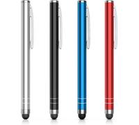Stylet Stylo Précision Écran Tactile Capacitif Stylus, 4 pièce Universel Pen pour Apple iPad/iPad Mini/Air/Pro, iPhone, Kindle, Samsung Galaxy, Tablette Android/iOS, Noir + Rouge + Argent + Bleu