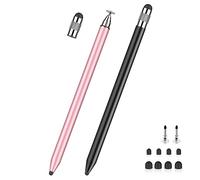Stylet Tablette MEKO 3 en 1 pour iPad Samsung Tablette Smartphone, Stylet Tactile très Sensible et de Haute Précision avec 10 Embouts de Rechange (Noir + Or Rose)