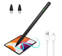 Stylet Tablette Stylet Universel pour Tablette Compatibilité iPhone/Samsung/Huawei/Xiaomi Stylos pour Écrans Tactiles avec 2 Pointes de Remplacement Rejet de Paume, Sensibilité à l'Inclinaison - Noir