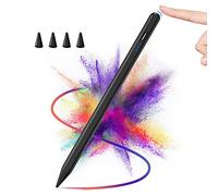 Stylet Tactile pour iPad 11 A16/10/9/8/7/6 Gén, iPad Air 13''/11''/5/4/3ème, iPad Pro 13/12.9/11'', Mini 6/5 Gén 2018-2025, Stylet Pen avec Rejet de Paume & D'inclinaison & Adsorption Magnétique(Noir)