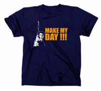 Styletex23 #2 Dirty Harry Make My Day-Shirt culte Large Bleu - Bleu