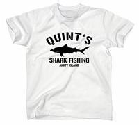 STYLETEX23 Quint's Shark Fishing Amity Island T-Shirt, Blanc, M