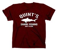 STYLETEX23 Quint's Shark Fishing Amity Island T-Shirt, Bordeaux, L