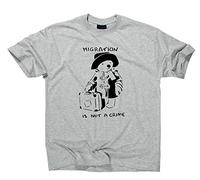 Styletex23 T-shirt Paddington « Migration is Not A Crime », gris, L