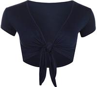 StyleWear Boléro à manches courtes ouvert sur le devant pour femme Uni, bleu marine, 36-38