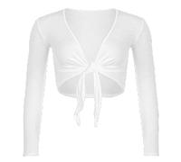 StyleWear Boléro à manches longues ouvert sur le devant pour femme Uni, blanc, 52-54
