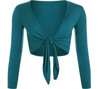 StyleWear Boléro à manches longues ouvert sur le devant pour femme Uni, bleu sarcelle, 52-54
