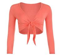 StyleWear Boléro à manches longues ouvert sur le devant pour femme Uni, corail, 52-54