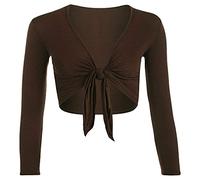 StyleWear Boléro à manches longues ouvert sur le devant pour femme Uni, marron, 52-54
