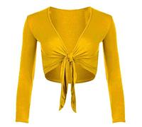 StyleWear Boléro à manches longues ouvert sur le devant pour femme Uni, moutarde, 52-54