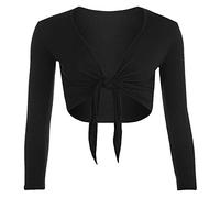 StyleWear Boléro à manches longues ouvert sur le devant pour femme Uni, Noir , 52-54