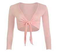 StyleWear Boléro à manches longues ouvert sur le devant pour femme Uni, rose clair, 52-54