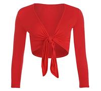 StyleWear Boléro à manches longues ouvert sur le devant pour femme Uni, Rouge, 52-54