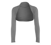 StyleWear Boléro à manches longues pour femme - Uni - Ouvert sur le devant, gris argenté, 36-38