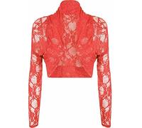 StyleWear Boléro court en dentelle à manches longues pour femme, corail, 42