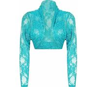 StyleWear Boléro court en dentelle à manches longues pour femme, turquoise, 44