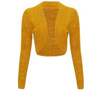 StyleWear Boléro court en Lurex pour femme - Manches longues - Ouverture sur le devant, moutarde, 36-38