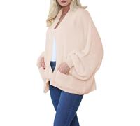 StyleWear Cardigan court surdimensionné en tricot épais avec deux poches avant et manches ballon pour femme, pêche, Taille unique