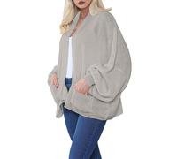 StyleWear Cardigan court surdimensionné en tricot épais avec deux poches avant et manches ballon pour femme, Dv-gris, Taille unique
