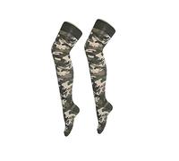 StyleWear Chaussettes hautes au dessus du genou pour femme - Chaussettes d'arbitre hautes à rayures unies - Camouflage - Taille unique