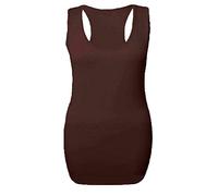 StyleWear Débardeur long dos nageur pour femme, débardeur décontracté sans manches, vêtements de sport athlétiques (marron UK 12-14)