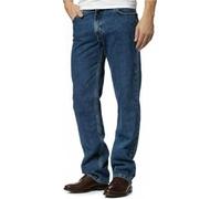 StyleWear Jean en denim uni pour hommes, jambe droite, pantalon à poches, tenue décontractée et robuste (bleu foncé, taille 48/intérieur de la jambe 27)