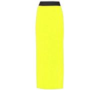 StyleWear Jupe longue sexy unie à taille élastique pour femme, jaune, 52-54
