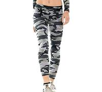 StyleWear Legging long extensible pour femme - Grande taille - Imprimé uni, Gris camouflage, 24-26