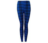 StyleWear Leggings longs extensibles pour femme - Grande taille - Uni - Imprimé - Skinny, Bleu écossais, 48-50