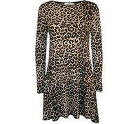StyleWear Tunique extensible unie à manches longues pour femme - Grande taille - Mini robe évasée (imprimé léopard UK 12-14)