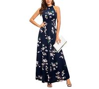 STYLEWORD Abito Lungo da Donna, estivo, Alla Moda, Formale, per matrimoni, ospiti, Spiaggia, hawaiano, Con scollo all'americana, A21-floreale 21-139, XX-Large