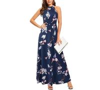 STYLEWORD Abito Lungo da Donna, estivo, Alla Moda, Formale, per matrimoni, ospiti, Spiaggia, hawaiano, Con scollo all'americana, Floreale-54, XX-Large