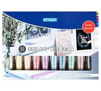 Stylex 28305-10 crayons à craie pour peindre et décorer le verre et les surfaces lisses, couleurs solubles dans l'eau et effaçables à sec, pour les dessins sur vitres
