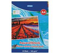 STYLEX 28690 Bloc Aquarelle Format A4 24 Feuilles 185 g/m² avec encollage sur la tête Idéal pour Les Artistes Amateurs et Professionnels Papier Blanc