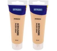 Stylex 28761 - Peinture acrylique à base d'eau - Tube de 83 ml - Pêche pastel - Mat - Haut pouvoir couvrant et couleur - Résistant à la lumière - Séchage rapide et imperméable (Lot de 2)
