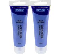Stylex 28766 - Peinture acrylique bleu métallisé - Tube de 83 ml - Peinture mate à base d'eau pour la peinture et le bricolage - Convient pour de nombreuses surfaces - Très pigmentée et imperméable