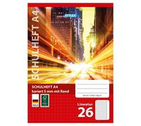 Stylex 29826-P25 - Cahier Scolaire, Quadrillé, Din A4, 16 Feuilles Avec Grammage 80 G/M², Marge Extérieure, 25 Pièces