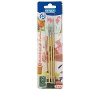 Stylex 35043 Lot de 3 pinceaux à Poils Plats Peindre avec des peintures de Deck, Tempera, Aquarelle, Huile et Acrylique, idéal pour l'école, Bois, Multicolore, 2, 4 und 6