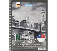 Stylex 40033 Duo Cahier à spirale, carreaux/linéature, 50/30 feuilles, A5