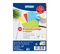 STYLEX 40845-P5 Farbige Briefumschläge 40845-P5-Enveloppes colorées DIN C6, 5 x 20 pièces, gommées, enveloppes en Papier 80 g/m² en 5 Couleurs Vives, sans fenêtre, Paper, Multicolour, Set