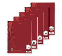 Stylex 43878-P5 - Bloc collégial avec reliure à spirale, quadrillé, DIN A4, 80 feuilles, papier premium 90 g/m², 5 pièces