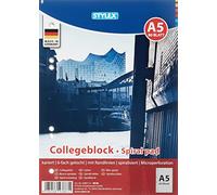 Stylex 43887-P6 - Bloc collégial avec reliure à spirale, quadrillé, DIN A5, 80 feuilles, grammage 60 g/m², 6 pièces