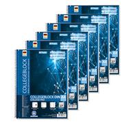 Stylex 43888-P6 - Bloc collégial avec reliure à spirale, ligné, DIN A4, 80 feuilles avec grammage 60 g/m², 6 pièces