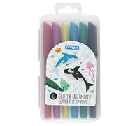 Stylex-64016 Feutres à Paillettes pour Enfants, 6 Couleurs dans Une boîte refermable, pour Peindre, bricoler et Dessiner, 10068489, 6 Unité (Lot de 1)