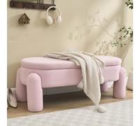 Stylish and Modern Storage Bench for Bedroom, Closet, Entrance and Living Room with Storage Space, Made of Chenille Fabric, Solid Wood Frame, Non-Slip Bench (Pink)