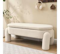 Stylish and Modern Storage Bench for Bedroom, Closet, Entrance and Living Room with Storage Space, Made of Chenille Fabric, Solid Wood Frame, Non-Slip Bench (Beige)